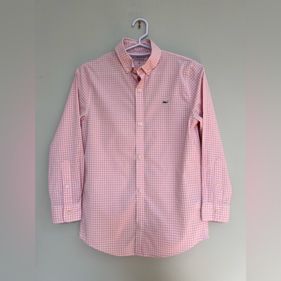Boys Vineyard Vines Pink and White Performance Button Down Size S - Picture 1 of 5